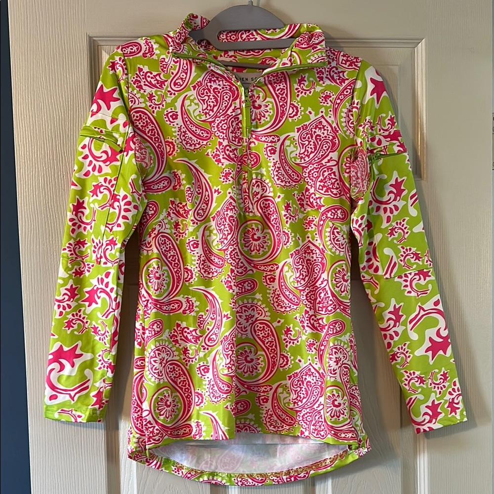 Gretchen Scott Vibrant Paisley Long Sleeve Golf Top